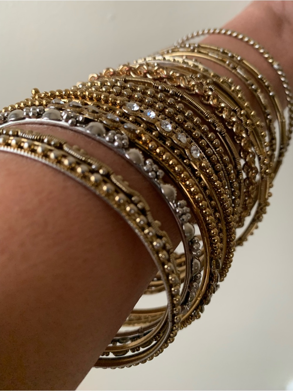 Gold Multi-Textured Stackable Bangle Bracelet Set - Picture 3 of 4
